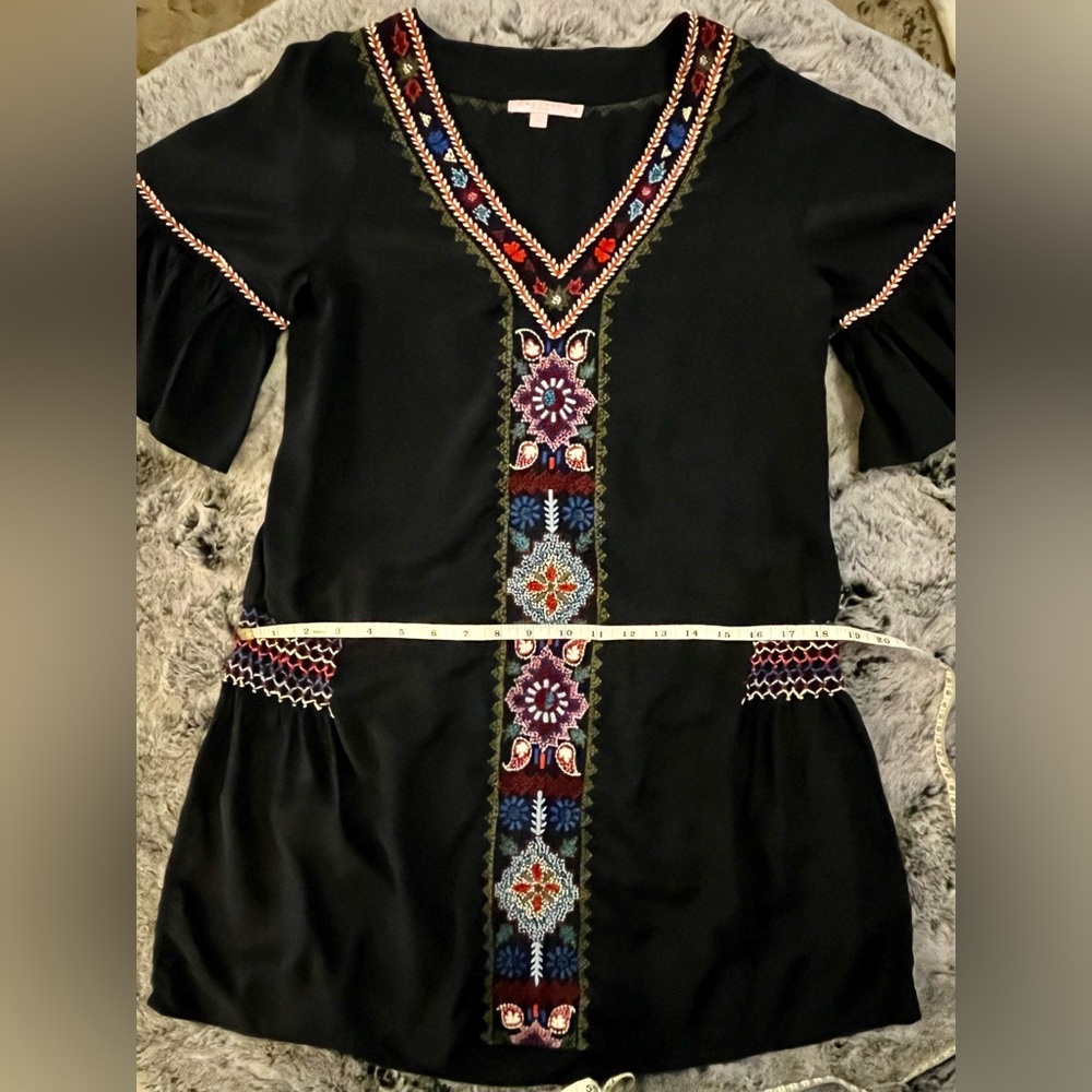 Calypso Saint Barth Silk Embroidered Navy Dress with Floral Accents Mini Small - Picture 12 of 16